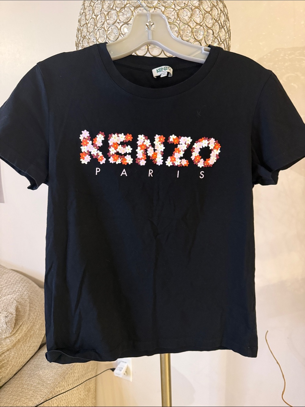 KENZO Black Floral Logo T-Shirt m